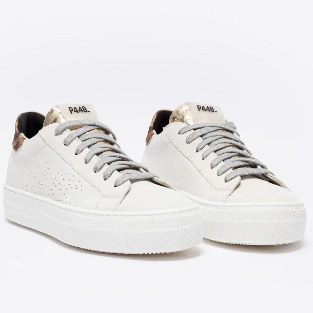 P448 Thea Wilder Gold White Platform Sneakers Size 41 / US 10.5 W